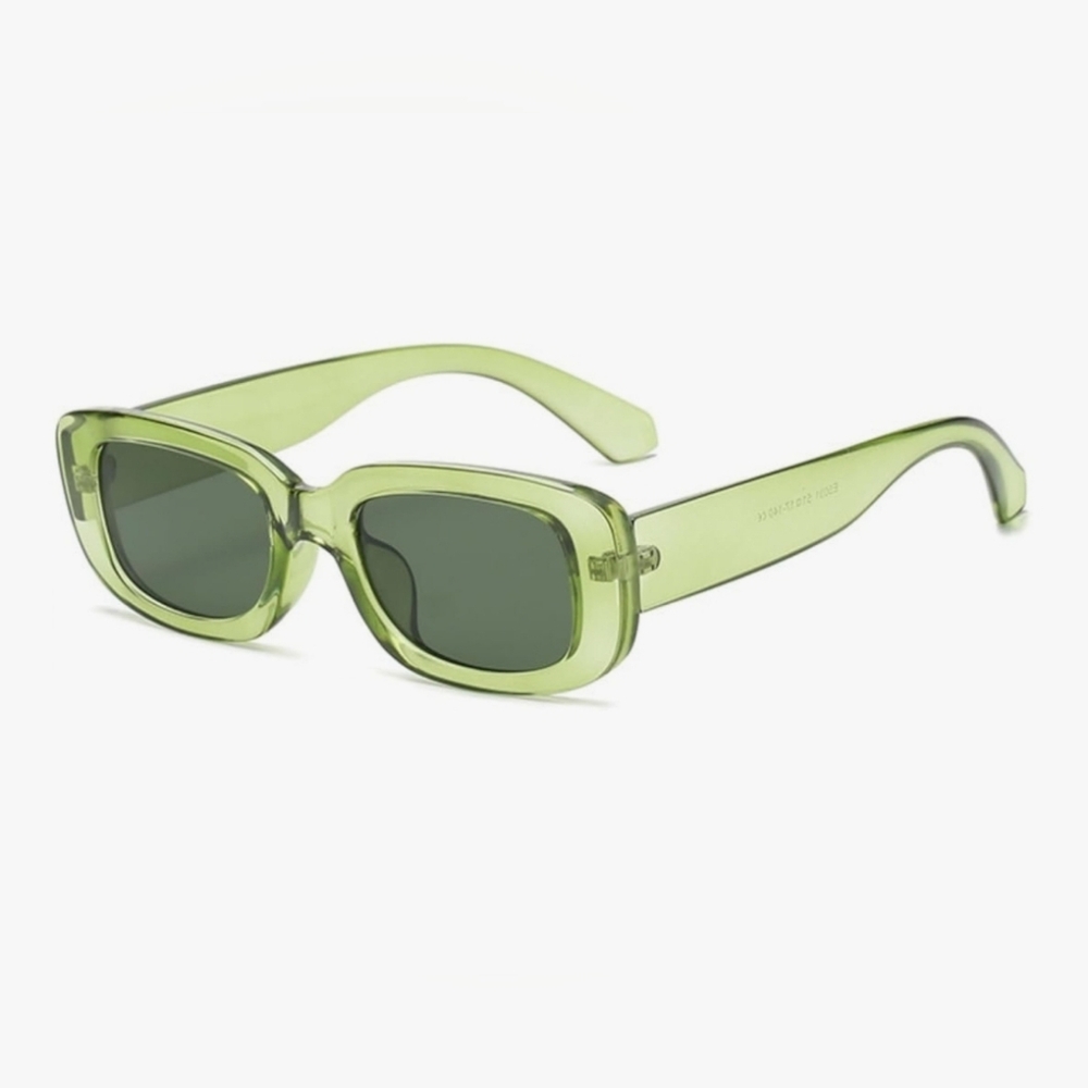 Retro Rectangle Sunglasses – Trendy 90s Style for Men & Women | UV400, Green